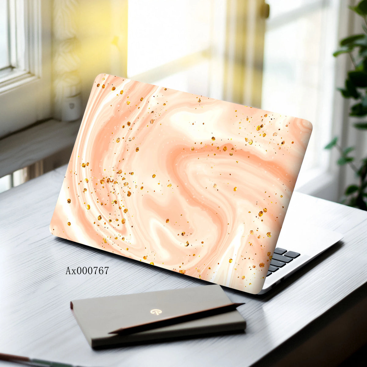 2pcs Luxury Rose Gold Marble Laptop Sticker Self-Adhesive Anti-Scratch Skin MacBook Notebook PC Keyboard Waterproof Skin Decor