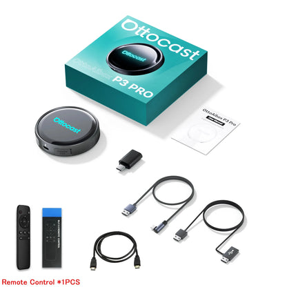 OTTOCAST P3 Pro Ai Box Wireless Carplay Android Auto Aadapter Ai Voice QCM 6225 Video Box for Benz Audi Kia Hyundai VW Toyota