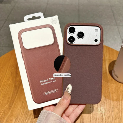 Luxury Official Technology Woven Magnetic Case For iPhone 18 17 16 15 14 13 Pro Max For Magsafe Technical Fabric Original Cover