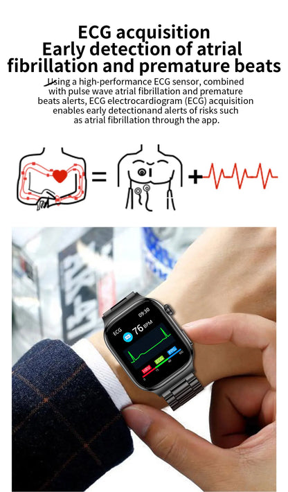 2026 New Accurate Diagnosis Smart Watch Body Fat ECG Blood oxygen BP Health Sport HD AMOLED Screen Call Smart Watches man woman