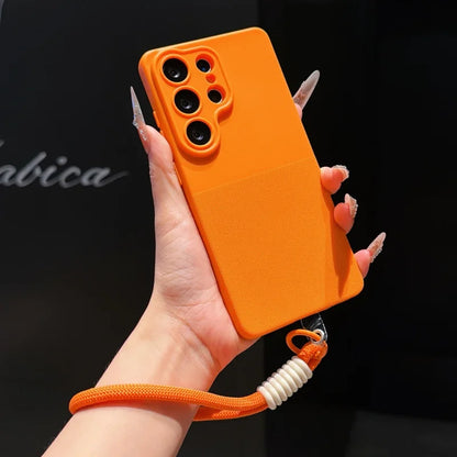 For Samsung Galaxy S26 S23 S24 S25 Ultra Plus FE A57 A55 A56 A53 A54 A37 A36 A35 A34 A17 A16 A15 14 Wrist Strap Matte Phone Case