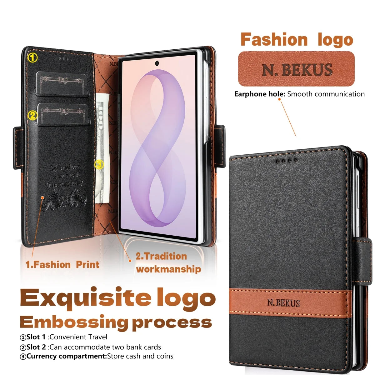 Business Luxury Leather RFID Wallet Card Solt Phone Case for Samsung Galaxy Z Fold8 Ultra Fold 4 5 6 7 8 Flip Protective Cover