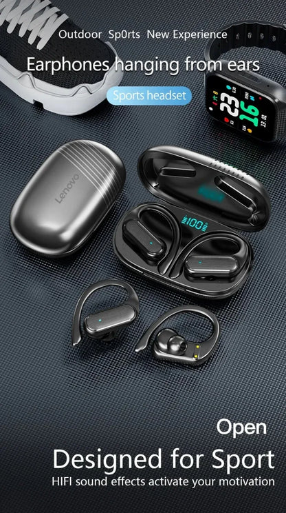 Original Lenovo A520 Open-Ear True Wireless Earbuds Ear-clip Design Hook Earphone Open Audio TWS Sport Headset LED Power Display