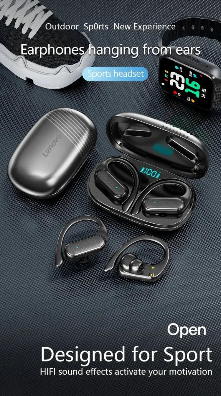 Original Lenovo A520 Open-Ear True Wireless Earbuds Ear-clip Design Hook Earphone Open Audio TWS Sport Headset LED Power Display
