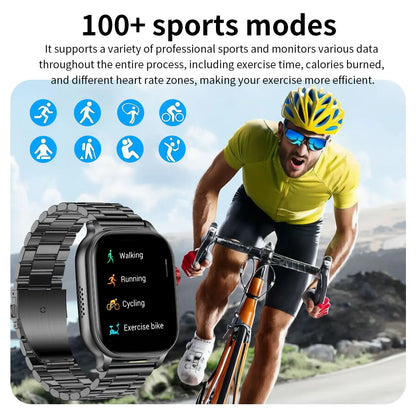 New1400mAh Large Battery Smart Watch 5ATM Waterproof LED Flashlight 100+ Sports Modes Heart Rate Fitness Tracker Men Smart Watch