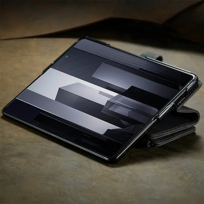 Leather Case for Samsung Galaxy Z Fold 8 7 6 Fold 5 4 3 Flip Purse Book Coque Retro Wallet Vintage Card Slots S-pen Holder