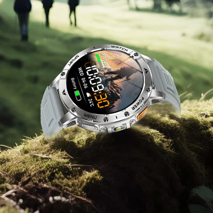 Ultra Large 1400mAh Battery Sport Smartwatch 1.7” Heart Rate Tactical Strong Flashlight 5ATM Waterproof Call Smart Watch For Men