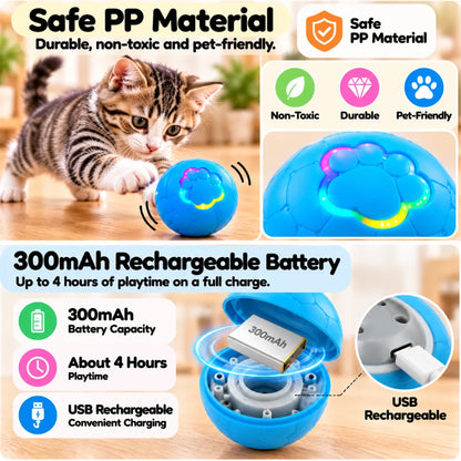 Interactive Smart Pet Toy Ball Motion Activated Hunting Toy Automatic Rolling Color Changing Self Entertainment Cat Small Dog