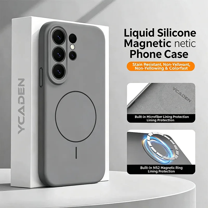 Solid Color For Magsafe Magnetic Wireless Charging Soft Silicone Phone Case For Samsung Galaxy S26 S25 Ultra  S23 S24 S22 Cover