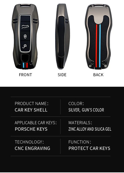 Zinc Alloy Car Smart Key Case Cover Shell Fob for Porsche New Cayenne Panamera 911 992 Taycan Car Protect Interior Accessories