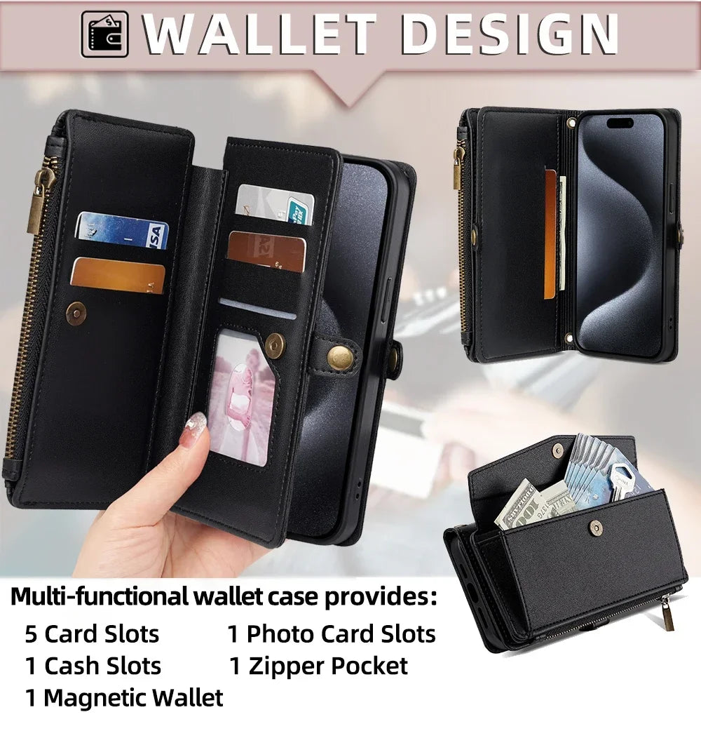 Flip Cover Wallet Phone Case For Samsung Galaxy S26 S25 S24 S23 S22 S21 FE Plus Ultra Edge 5G PU Leather Multi-Functional Bags