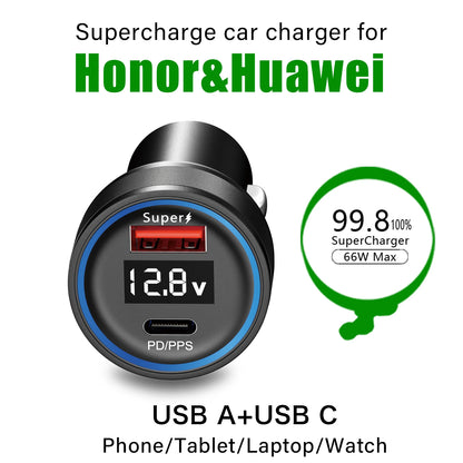 6A 66W car charger for Honor Magic V 5 3 7 6 400 200 90 70 50 X9d X7C cigarette lighter USB charger for Huawei car phone adapter