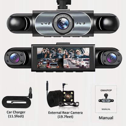 4 Channel Dash Cam 360° Car Video Recorder Black Box with Night Vision 24/7 Parking Monitor G-Sensor Loop Recording Auto Parts