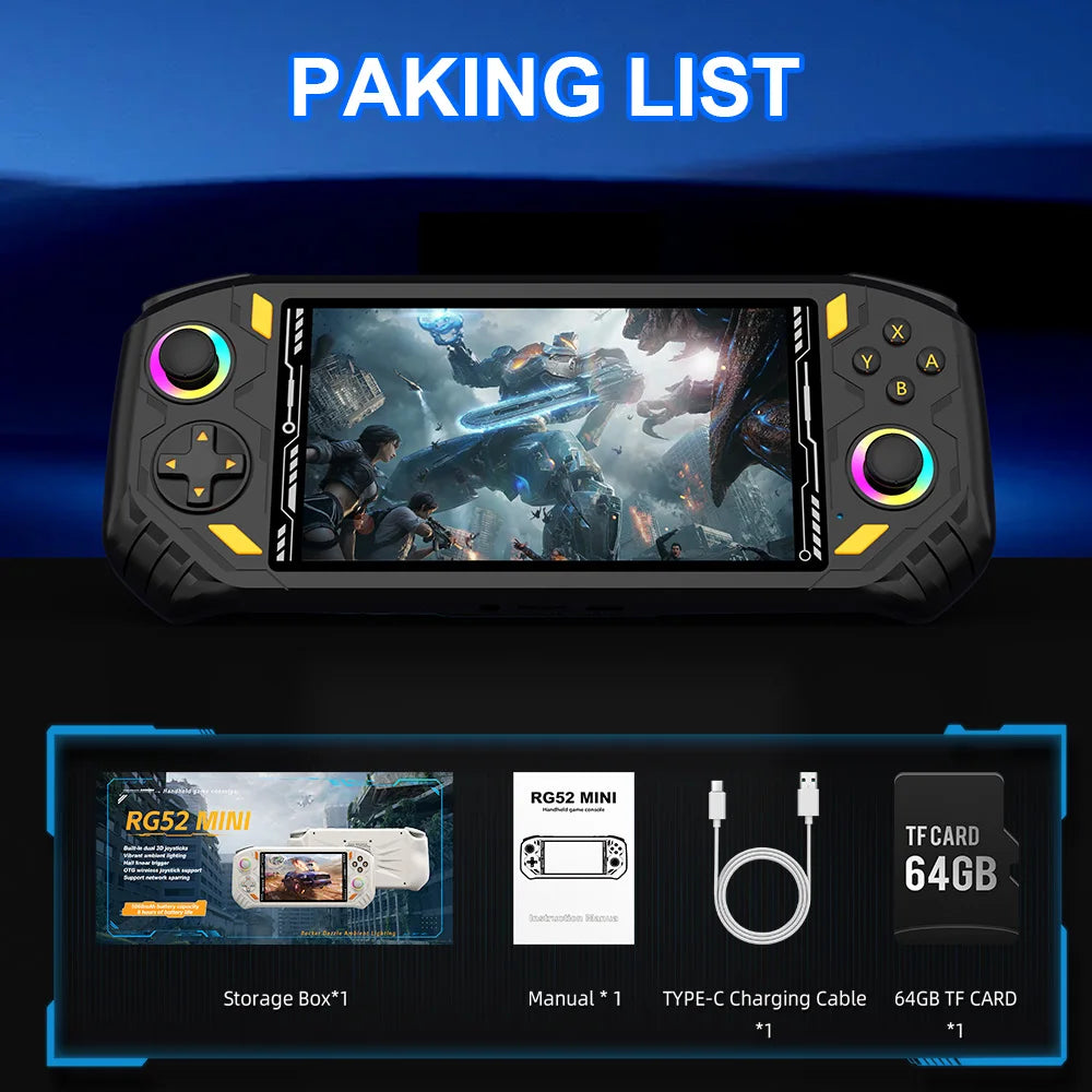 AISLPC RG52 MINI Handheld Game Console 5.5" IPS Screen 2.4 WIFI 22000+Games RK3562 Chip Dual System Portable Pocket Video Player