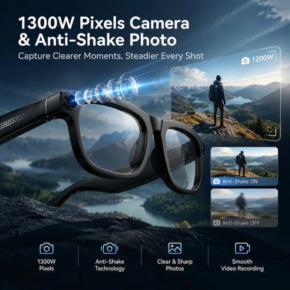 TOP1 Smart Glasses with Camera 13MP HD Video Live Streaming&Photo Capture Recording Glasses With ChatGPT Translation Men Women