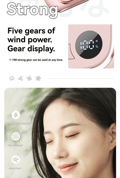 Summer Portable Ultra-thin Neck Small Fan F30 USB Charging Semiconductor Refrigeration Infinity Handheld Icing Fan