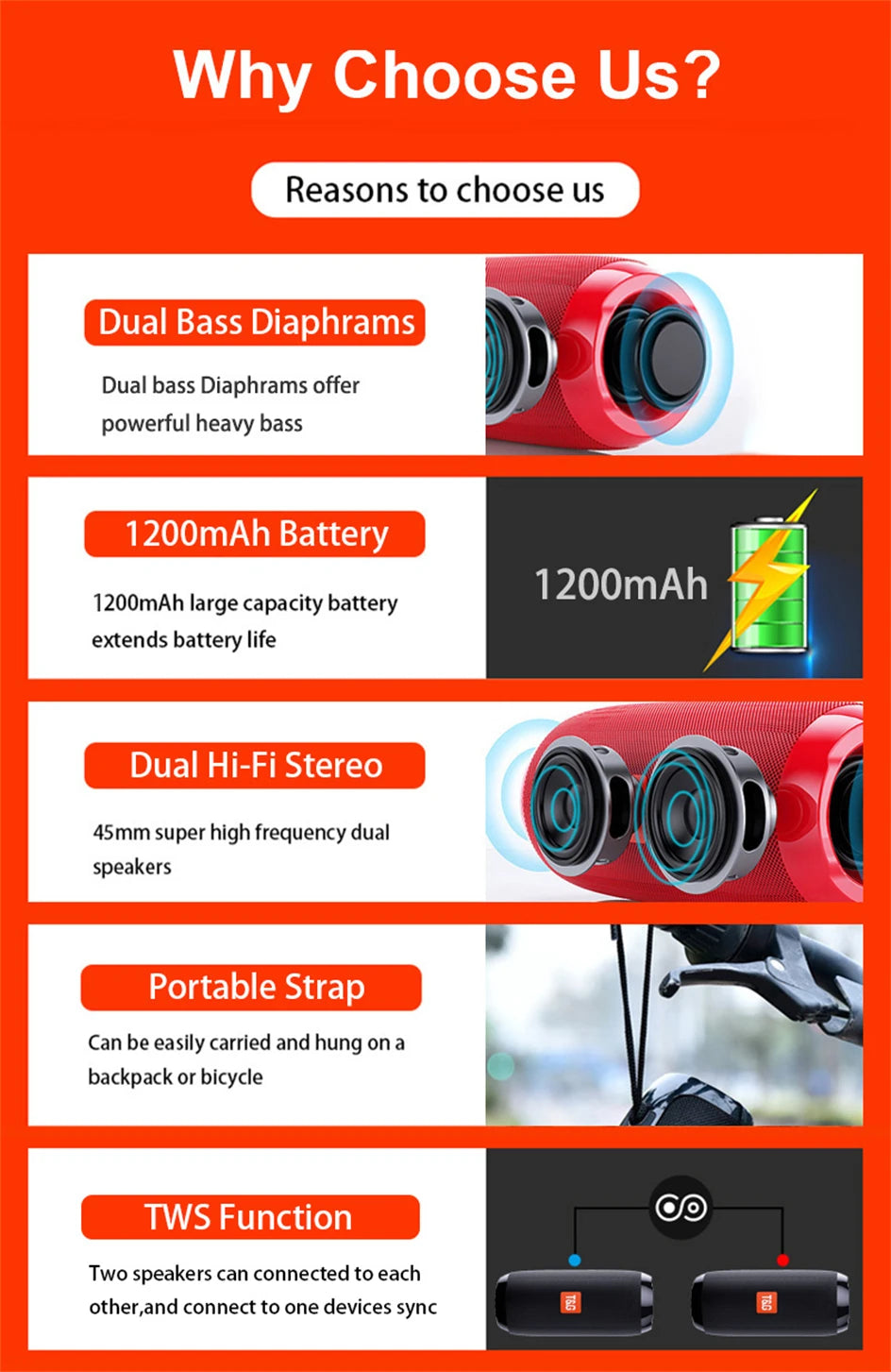 Portable Wireless Bluetooth Speaker Blutooth Music Sound Box For Caixa De Som Blootooth Subwoofer Radio FM Handfree Bass System