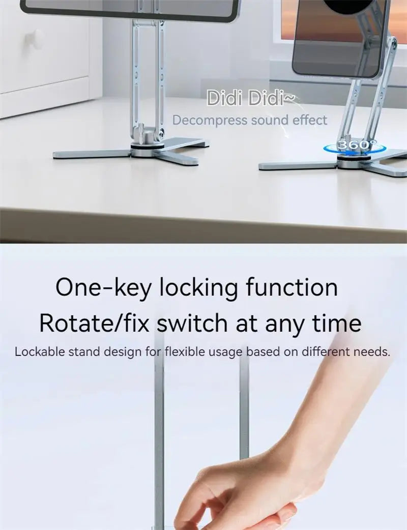 2-in-1 Alloy Magnetic Phone Stand, Foldable 360 Rotation, Handheld & Desktop Dual Use, Universal Compatible with Phone & Tablet
