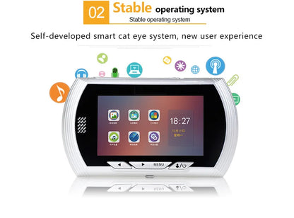 4.5 Inch Smart Digital Door Viewer Camera Door Eye Video Record Peephole Viewers IR Night Vision PIR Motion No Disturb Doorbell