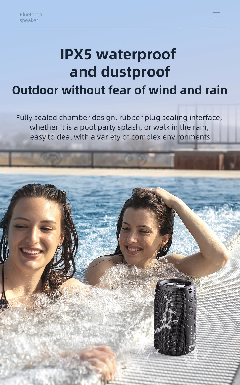 Zealot_S32 Wireless Bluetooth Speaker Mini Portable Subwoofer Speaker TWS Dual Pairing BT5.2 15W Wireless Speaker for Outdoor