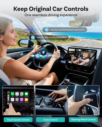 OTTOCAST Cabin Care Baby Car Camera Wireless Carplay Adapter 1080P 150° Wide Angle Night Vision Back‑Seat Monitor Easy Install