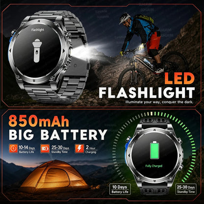 T-RX4 Ultra GPS Outdoors Military Smart Watch Men 1.7" AMOLED Compass 10ATM Waterproof 850mAh Battery Bluetooth Call Smartwatch