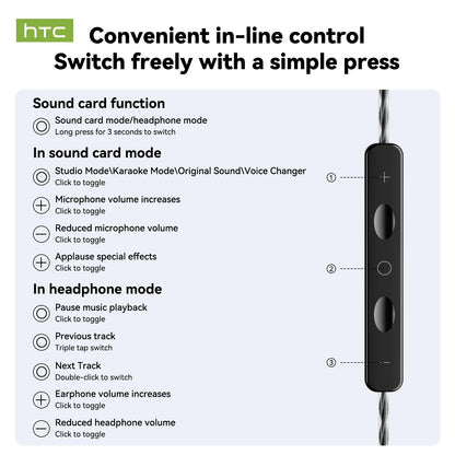 HTC NE81 TWS Wireless Earbuds Bluetooth ANC Wired Voice Control for Singing Live Streaming Touch Control Stereo Sports Earphone