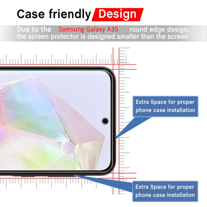 For Galaxy A35 Screen Protector Samsung 4G 5G, Tempered Glass HD 9H High Aluminum Transparent Clear Anti Scratch Case Friendly
