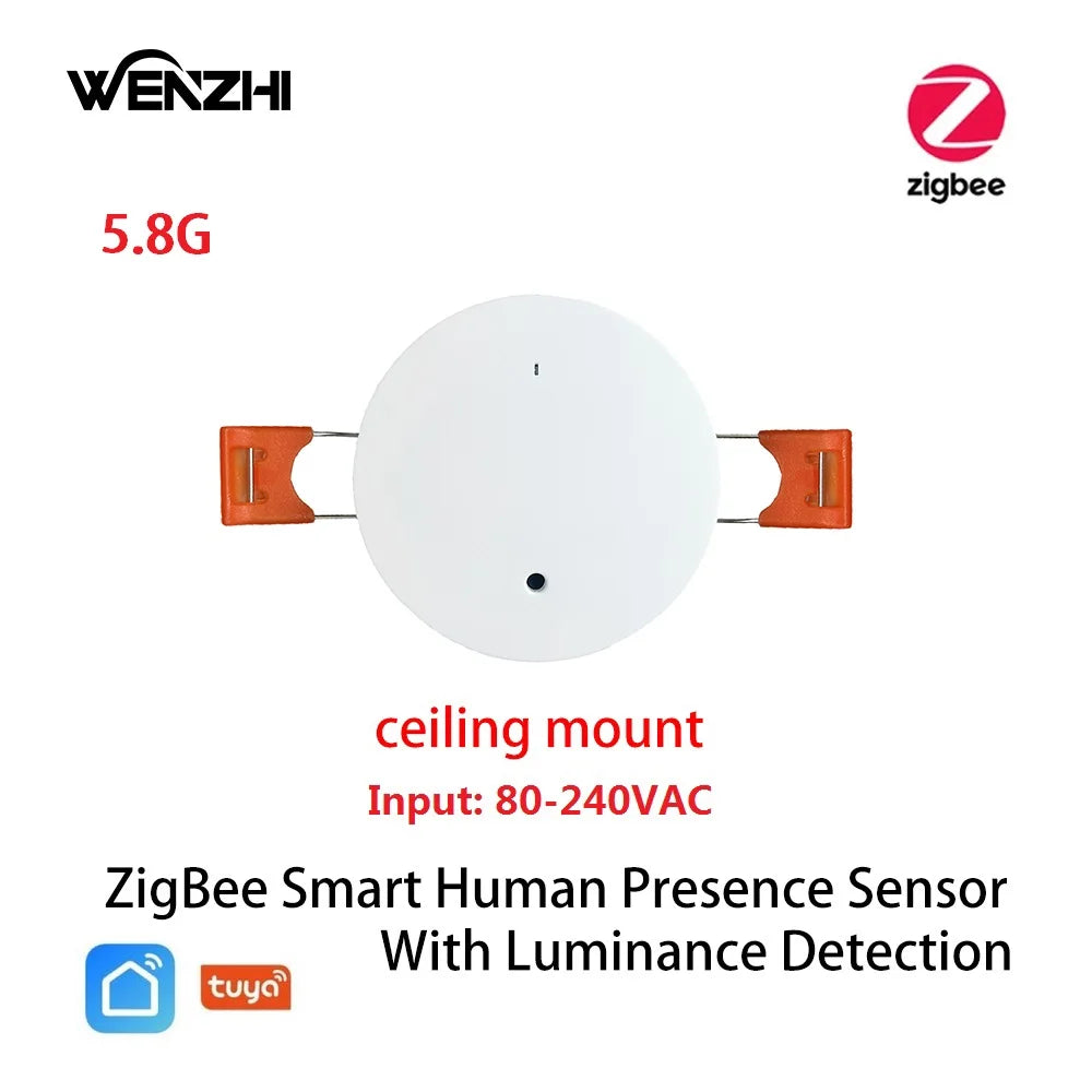 ZigBee / Wifi MmWave Human Presence Motion Sensor With Luminance/Distance Detection 5/110/220V Tuya Smart Life Home Automation