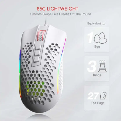 Redragon M808 Storm Lightweight RGB LED USB Gaming Mouse 12,400 DPI Optical Sensor 7 Programmable Buttons Precise Regist