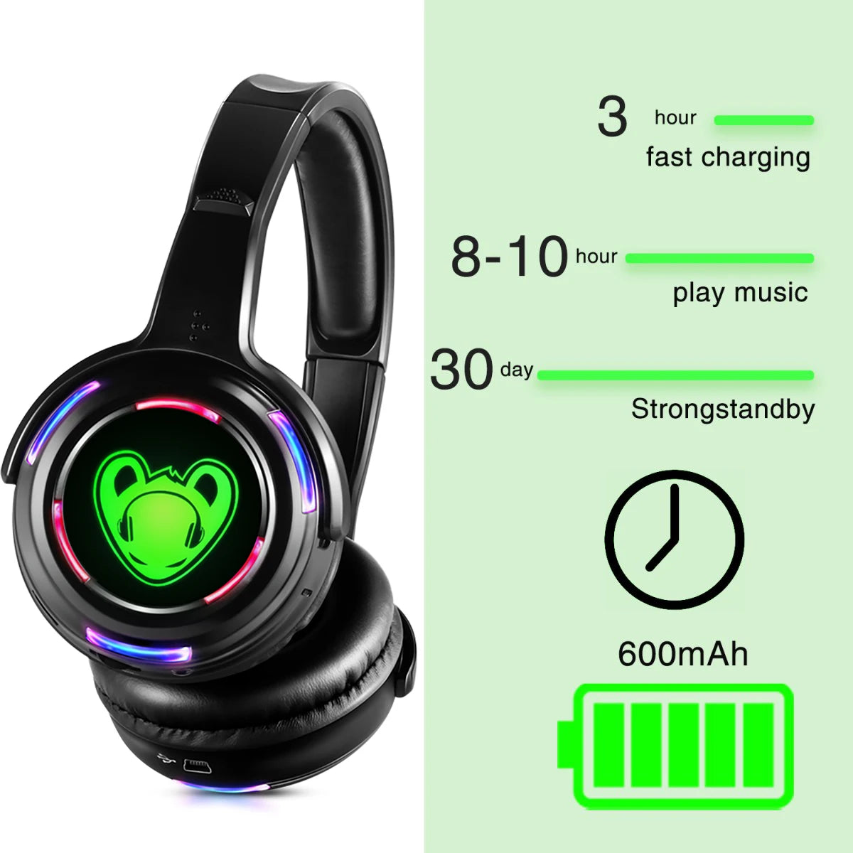Best Silent Disco Headset Party System LED Flashing Headphones with 3-CH 500M  Transmitter- RF Wireless For iPod MP3 DJ Music