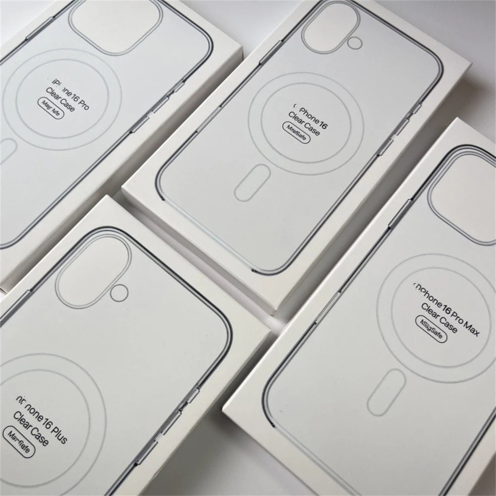 Original Case With box for iPhone 16 15 14 Pro Max 7 8 14 Plus 13 12 Mini 11 X XR XS Magsafe Wireless Charging Clear Cover