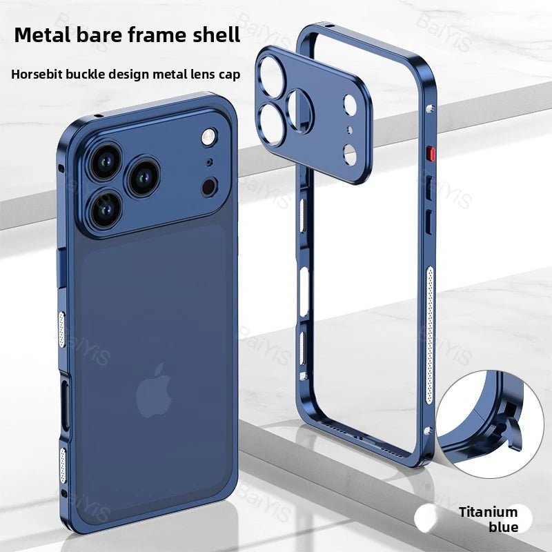 Luxury Metal Alloy Lens Protector Frame Phone Case For iPhone 18 17 16 15 14 13 Pro Max Plus Heat Dissipation Shockproof Cover