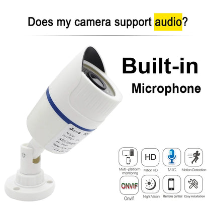 JIENUO 4K Poe Camera IP Outdoor Waterproof Security Surveillance Night Vision 4MP 5MP 8MP Onvif Audio CCTV Video HD Home Cam Net