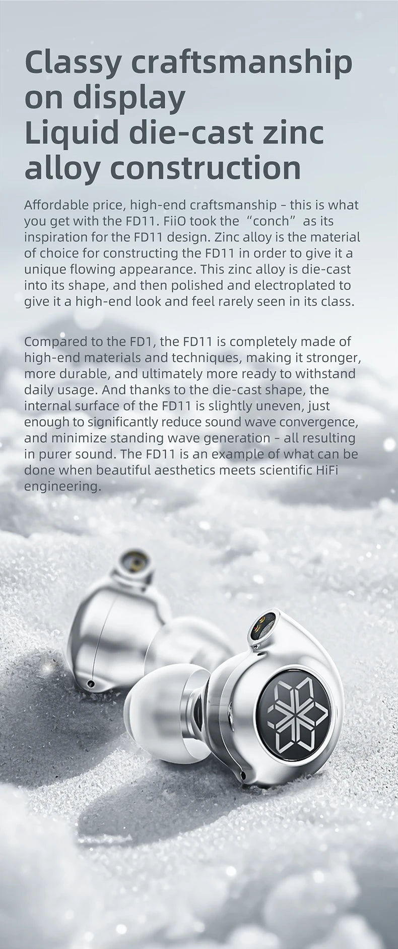 FiiO FD11 Earphones High performance Dynamic Driver IEMs Earbuds with 0.78mm Detachable Cable