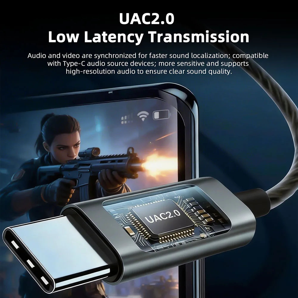 KEYSION Type-C HiFi Game In-Earphone EQ Adjustment 32bit/384kHz DAC Hardware Decoding Heaphone USBC Phone Wired Headset with Mic