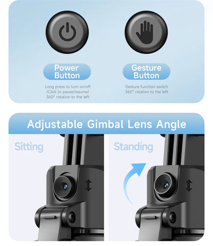 FANGTUOSI 360 Rotation Gimbal Stabilizer ,Selfie Stick Tripod for Smartphone Camera With Bluetooth shutter Stabilizer for Live