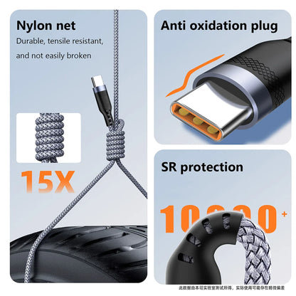 Multi USB Charging Cable (3A) USB Cable 4 in 1 Fast Charging Cord Adapter for iphone Android Phones Tablets and More