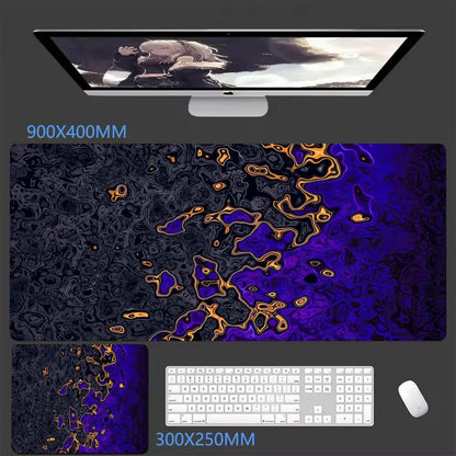 Black Waves Large Gaming Mouse Pad Computer Keyboard Desk Pad XXL with Rubber Non-Slip Stitched Edge for Friends Boyfriend