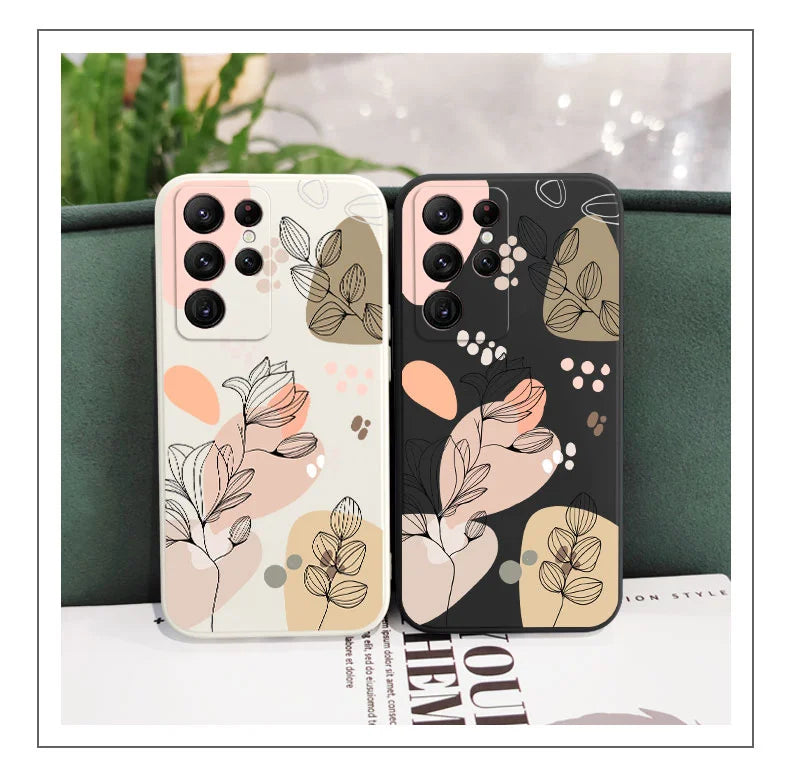 Abstract Plants Phone Case For Samsung Galaxy S25 S24 S23 S22 S21 S20 Ultra Plus FE S10 S9 S10E Note 20 Ultra 10 9 Plus Cover