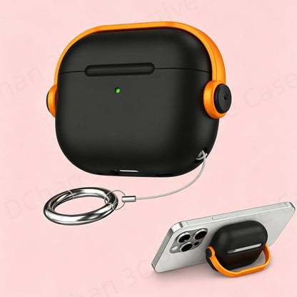 For AirPod Pro3 Case With Lock Shockproof Protective Cover with Cleaner Kit For Airpod 4 Case For AirPods Pro 3 Phone Stand Case