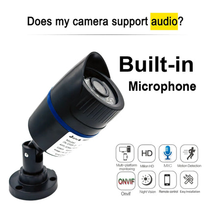 JIENUO 4K Poe Camera Outdoor Onvif Waterproof IP Security Night Vision Video Audio 4MP 5MP 8MP Bullet HD Home Cam Surveillance