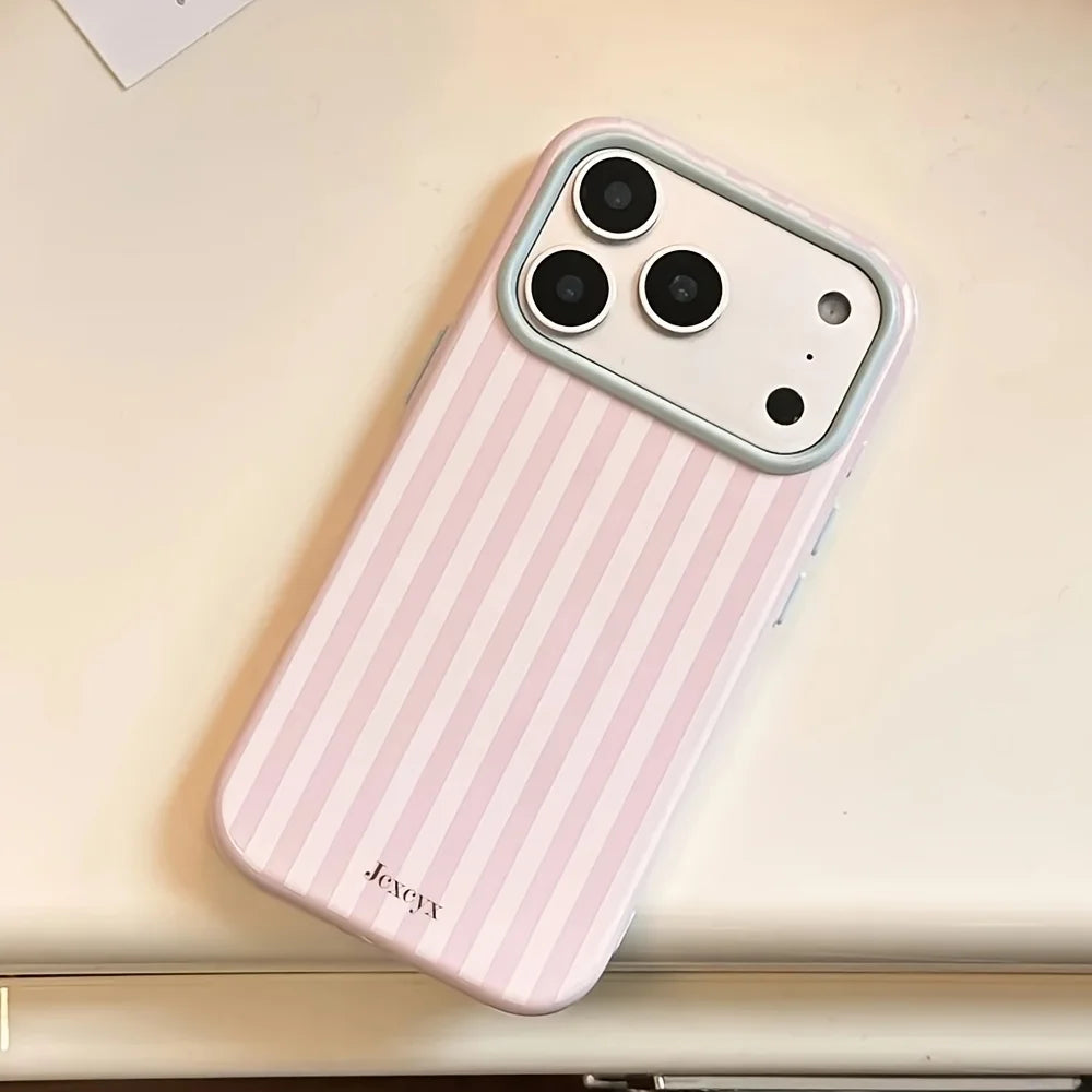 Luxury Korean Fashion Stripes Candy Color Soft Phone Case for iPhone 17 Pro 16 15 14 13 12 Pro Max 16E Shockproof Silicone Cover