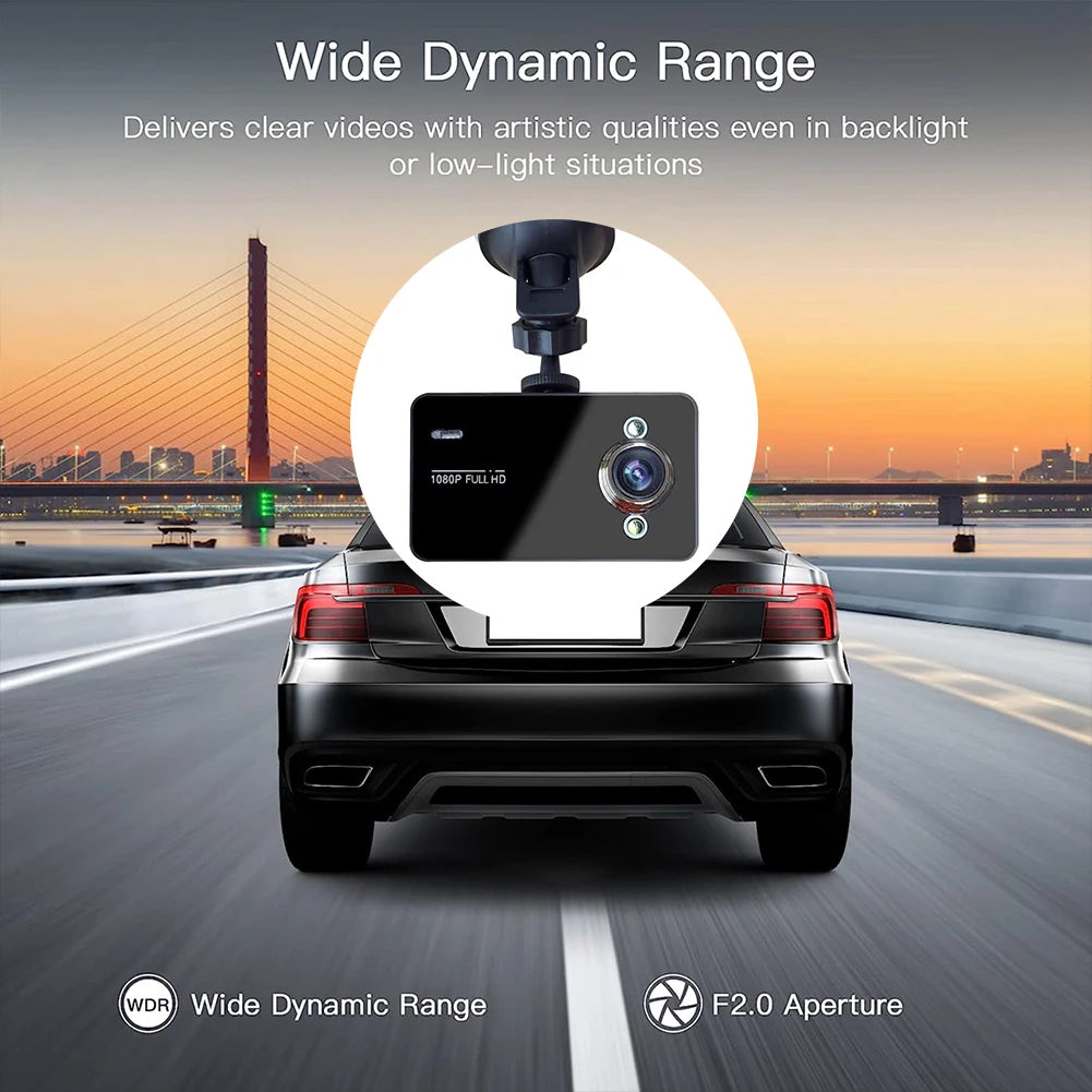 2.7 Inch 1080P Full HD Car Video Camera Loop Data Recorder Parking Monitor 140° View Angle Dash Cam GPS Navigator Support TF 32G