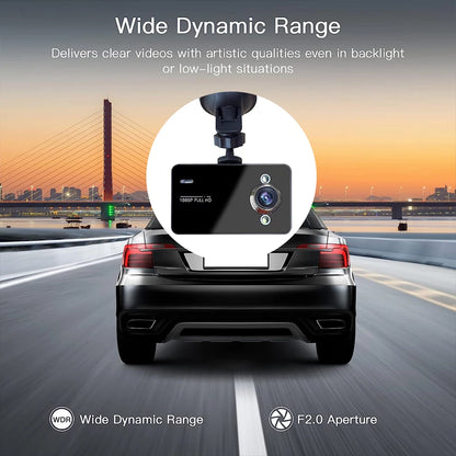 2.7 Inch 1080P Full HD Car Video Camera Loop Data Recorder Parking Monitor 140° View Angle Dash Cam GPS Navigator Support TF 32G