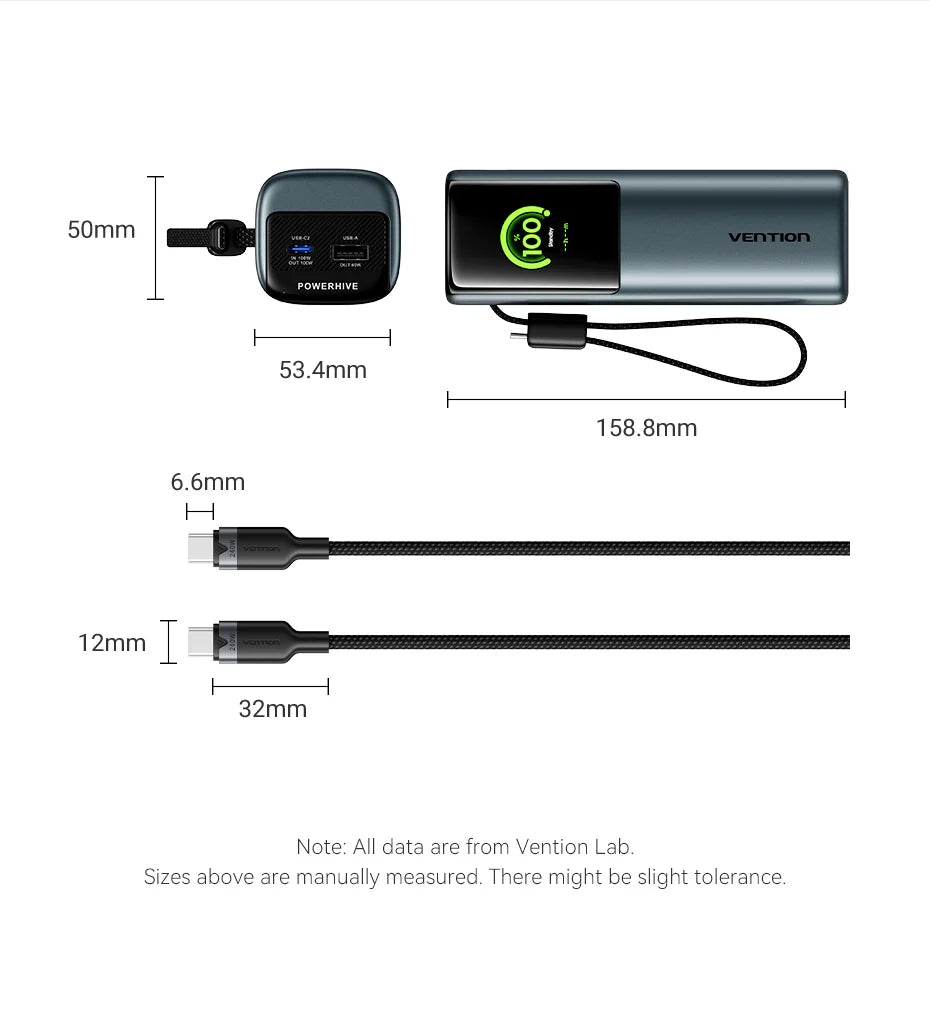 Vention 200W Power Bank 27000mAh PD 3.1 140W Max Portable PowerBank for Laptop PD Fast Charging for iPhone 17 16 Samsung S25 S24