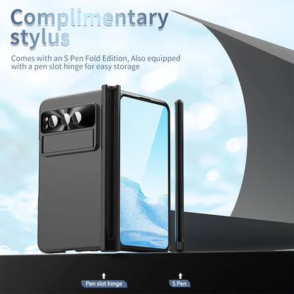 For Google Pixel Fold Electroplating Case with Pen Slot Hinge Full Protection Magnetic Hinge Automatic Adsorption Phone Cover