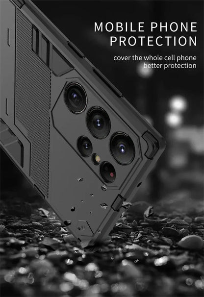 Armor Shockproof Phone Case For Samsung Galaxy S26 S25 S24 S23 S22 Ultra Plus Edge  S26 Pro With Holder Lens Protect Cover