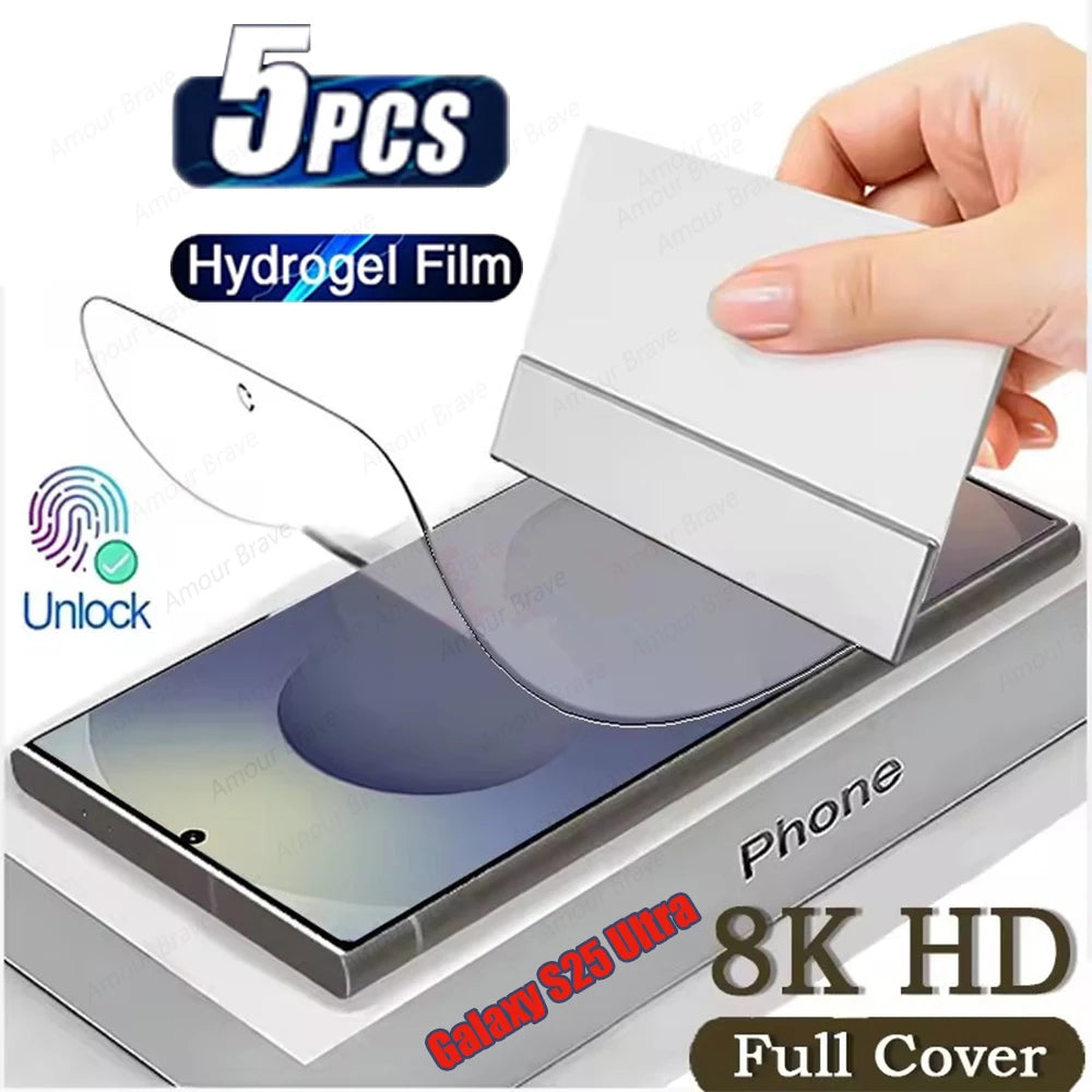 5PCS Soft Hydrogel Film for Samsung Galaxy S26 S25 Edge S24 S23 S22 S21 S20 FE Ultra Screen Protector on Galaxy Note 20 10 Plus