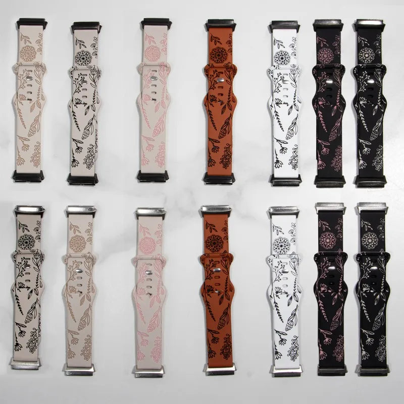 Flower Design Engraved Silicone Strap For Redmi Watch 3 /3 Lite /3 Active Two-tone Silicone Sport Strap For Redmi Watch3